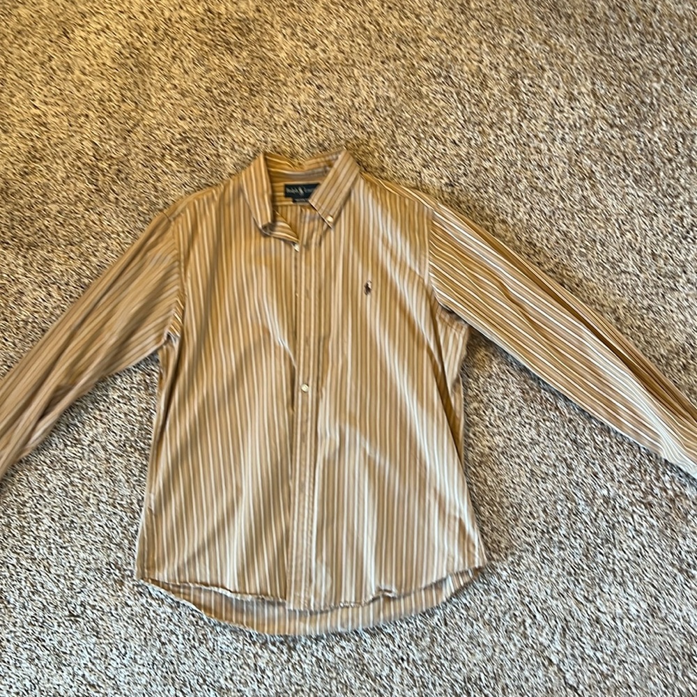 Ralph Lauren button up shirt - brown vertical striped